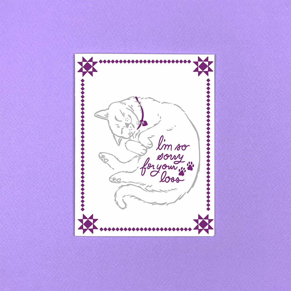 Cat Quilt Sympathy Greeting Card