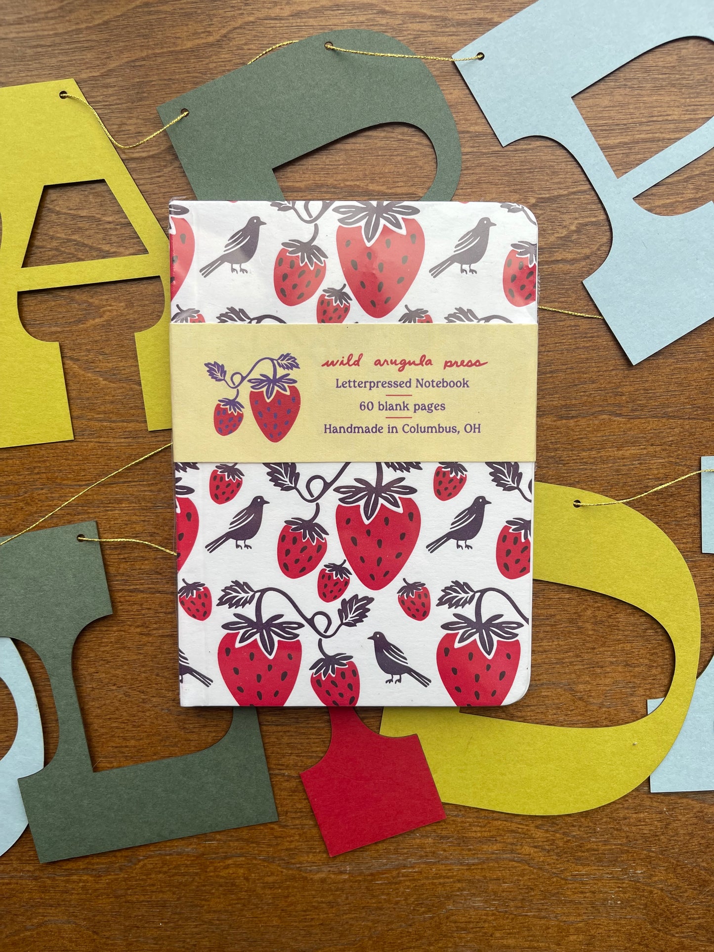Strawberry Patch Letterpressed Notebook